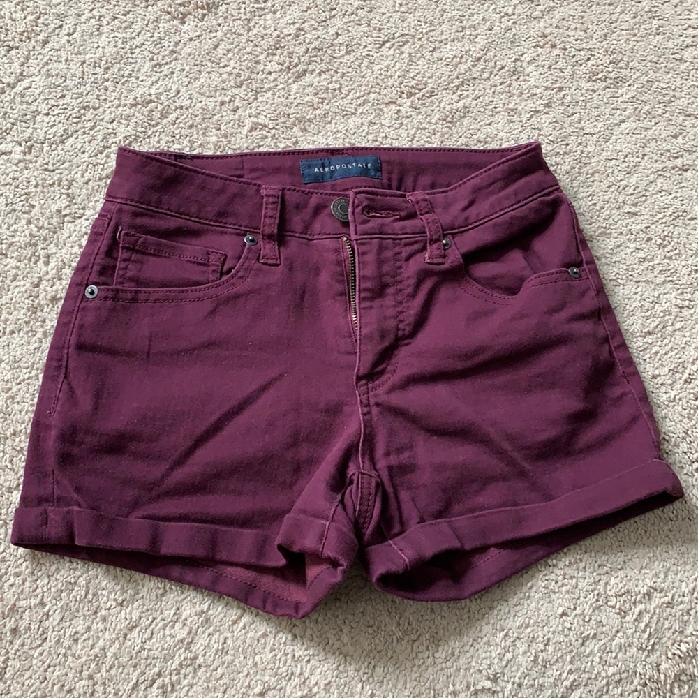 Burgundy High-Waisted MIDI Shorts